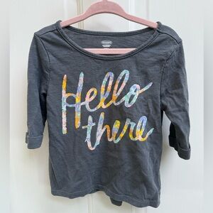 Old Navy 2T Gray & Multicolored Hello Girls Long Sleeve Blouse Top